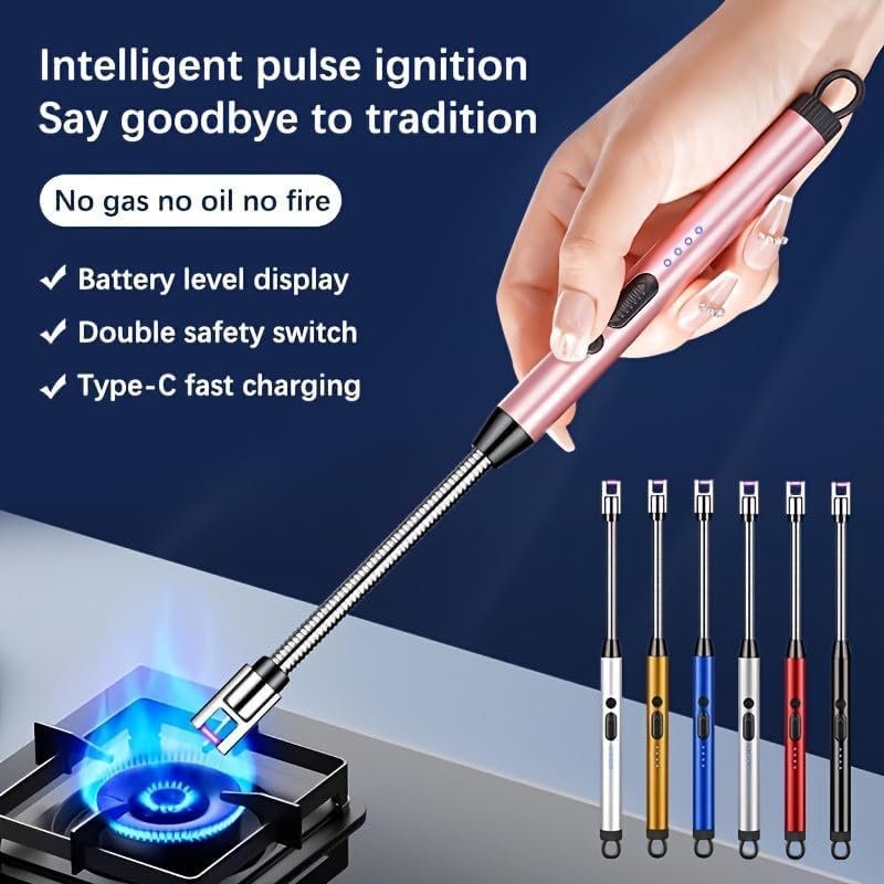 Wazdorf Rechargeable Electric Gas Lighter for Kitchen, Pooja Room, Candles, BBQ, Multi Purpose - 360 Degree Flexible & Windproof USB Lighter - 400 Uses in Single Charge - Image 3