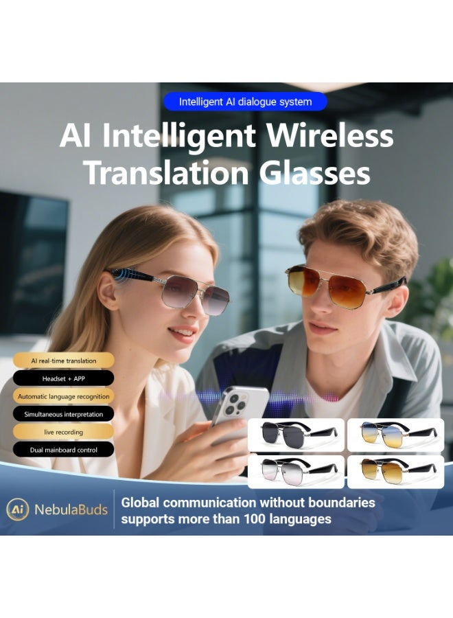 Ai Translation Bluetooth Glasses Multi-Language Real-Time Translation Glasses Listen To Music And Make Calls Smart Uv-Proof Sunglasses  - Image 3