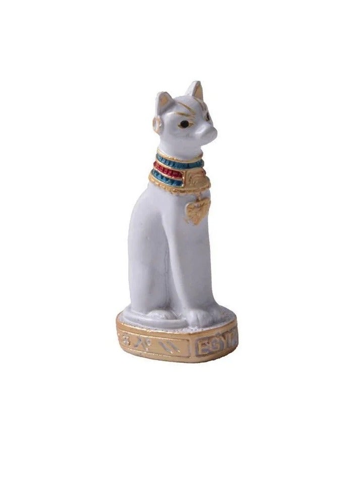 AROAQ Cat Statue Ornament, Strong And Durable Egyptian Cat Figurine, Elegant And Beautiful Vintage Cat Statue, Stylish Mini Animal Ornament For Home Office Decoration, (1pc, White) - Image 1
