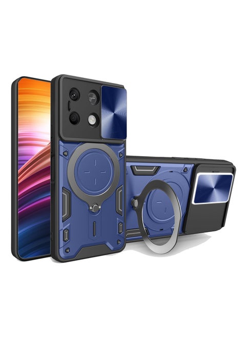 Case Cover for Xiaomi Redmi Note 13 Pro 5G Mobile Phone Case Cover, Slide Camera Lens Cover, 360°Rotating Kickstand Ring, Bumper Shockproof Phone Case，Compatible with Car Magnetic Mount