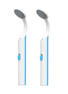 LED Lighted Teeth Inspection Mirror, 2 Pieces Dental Mirror for Teeth with Light, Anti Fog Curve Angle Mouth Mirrors, Dentist Oral Care Tool, Oral Inspection Mirror for Home Use (Light Blue)