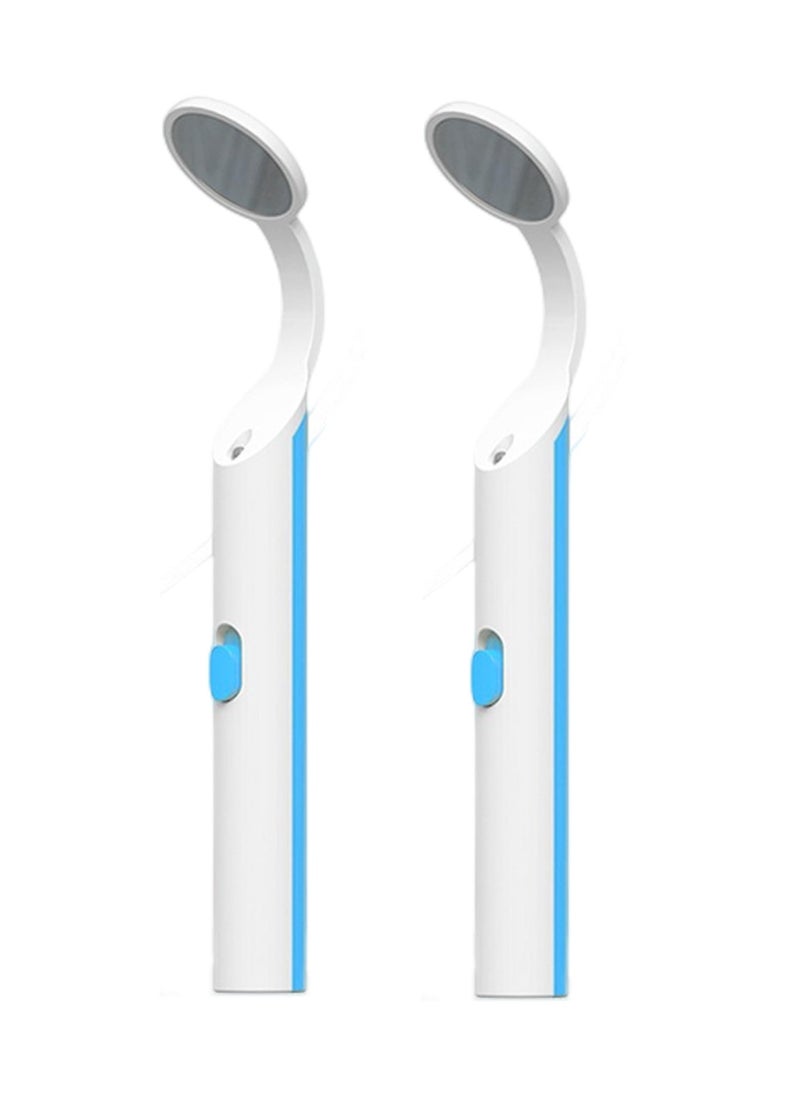 Excefore - LED Lighted Teeth Inspection Mirror, 2 Pieces Dental Mirror for Teeth with Light, Anti Fog Curve Angle Mouth Mirrors, Dentist Oral Care Tool, Oral Inspection Mirror for Home Use (Light Blue) - Image 1