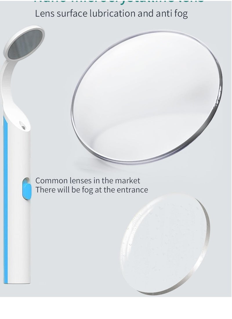Excefore - LED Lighted Teeth Inspection Mirror, 2 Pieces Dental Mirror for Teeth with Light, Anti Fog Curve Angle Mouth Mirrors, Dentist Oral Care Tool, Oral Inspection Mirror for Home Use (Light Blue) - Image 1