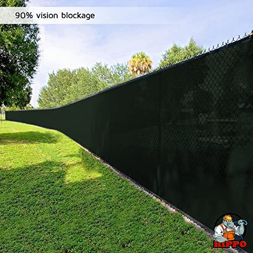 HIPPO - Safety & Privacy Screen Fence Heavy Duty Shade Net with Polyester Band, Brass Eyelets & Tie Cords (5 ft 8 in X 12 FT, Dark Green) - Image 2