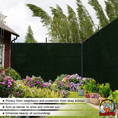 HIPPO - Safety & Privacy Screen Fence Heavy Duty Shade Net with Polyester Band, Brass Eyelets & Tie Cords (5 ft 8 in X 12 FT, Dark Green) - Image 3