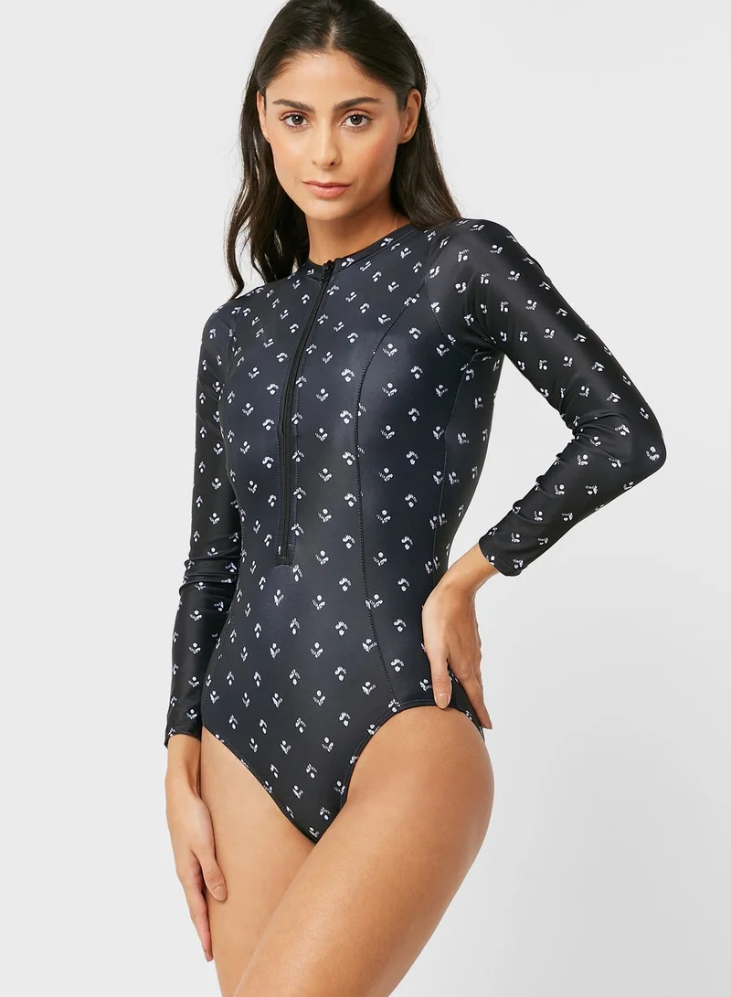 Ginger Zipper One Piece Swimsuit