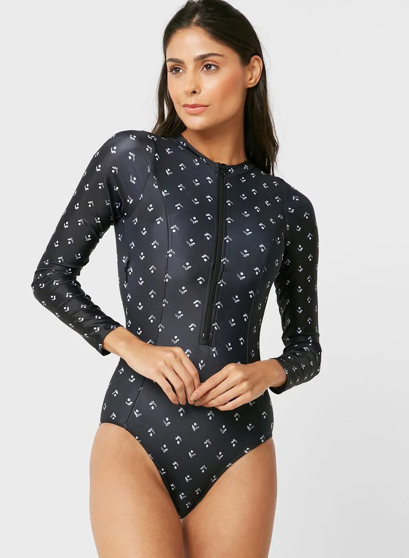 Ginger Zipper One Piece Swimsuit