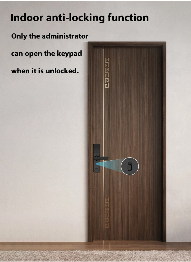 Arabest Indoor Fingerprint Lock Black Graffiti Bluetooth Version with Lock Body Fingerprint Lock Entry Door Office Room Door Electronic Smart Lock Combination Lock  - Image 2