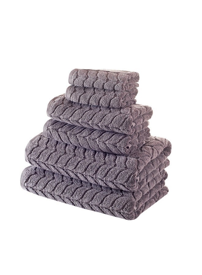 BAGNO MILANO BAGNO MILANO 100% Turkish Cotton Jacquard Luxury Towel Set - Quick Dry Non-GMO Ultra-Soft, Plush and Absorbent Luxury Durable Turkish Towels Set (Grey, 6 pcs Towel Set)  - Image 1