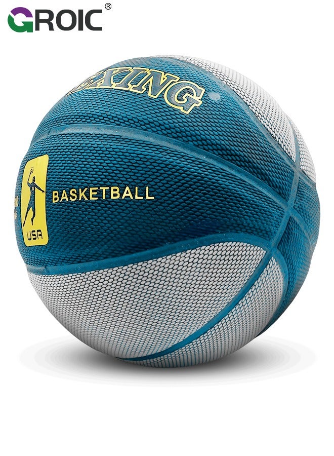 GROIC Basketball 29.5" Standard Offical Size 7 Indoor Outdoor Basketball Pu Leather Game Basketball,Game Training Universal Basketball,Outdoor Sports Goods(Blue)  - Image 1