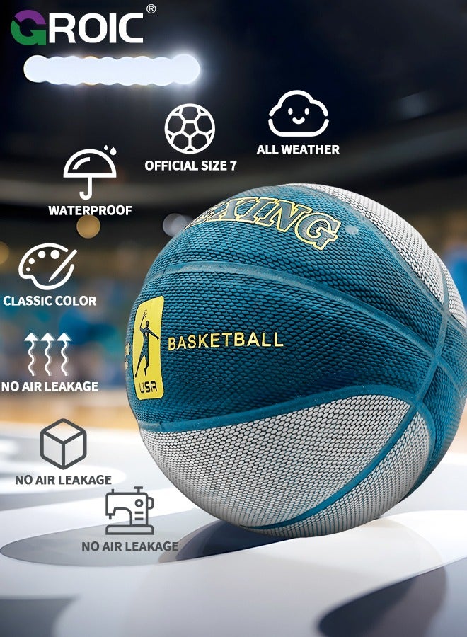 GROIC Basketball 29.5" Standard Offical Size 7 Indoor Outdoor Basketball Pu Leather Game Basketball,Game Training Universal Basketball,Outdoor Sports Goods(Blue)  - Image 2