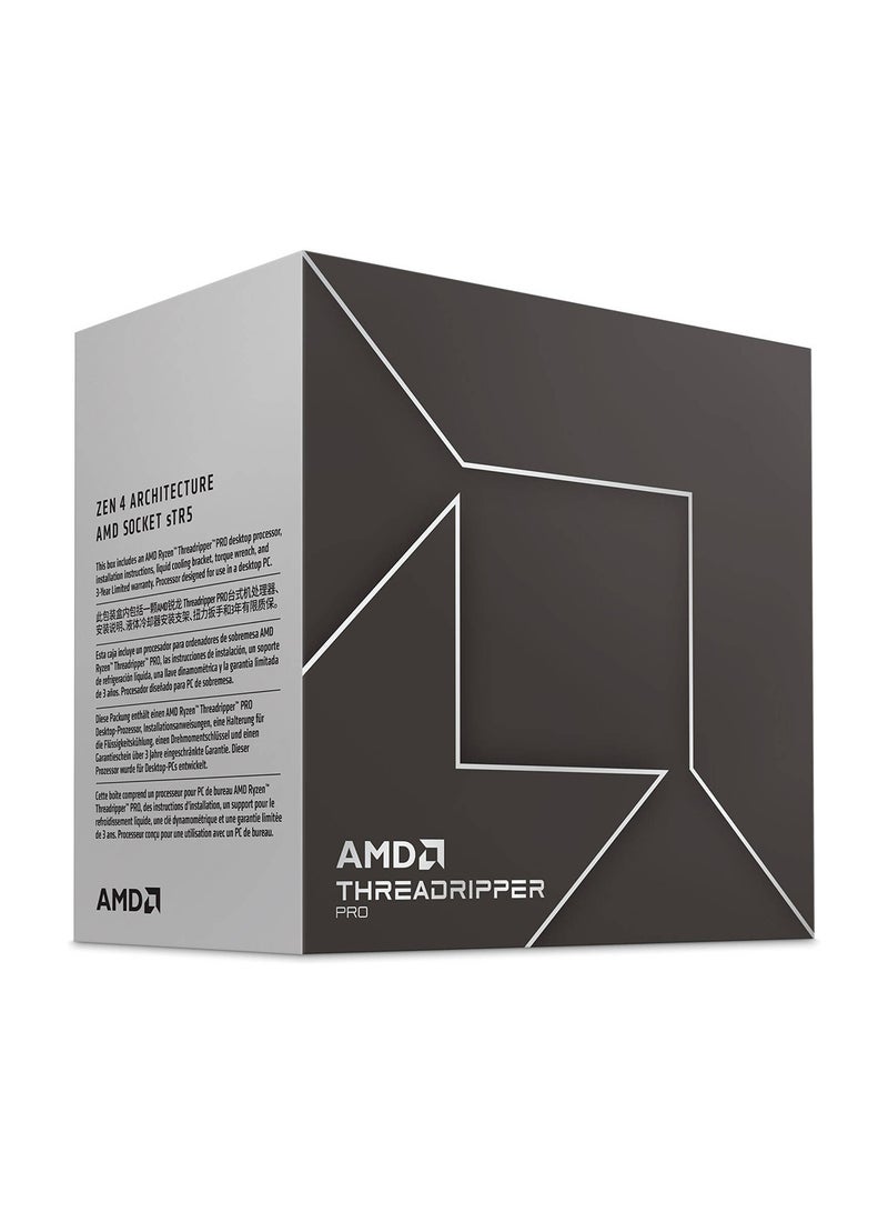اي ام دي معالج Ryzen Threadripper PRO 7985WX بسرعة 3.2 جيجاهرتز sTR5، 64 نواة و 128 خيط، تردد توربو أقصى 5.1 جيجاهرتز، 256 ميجابايت ذاكرة تخزين مؤقت L3، ذاكرة DDR5 ECC 8-CH، تصل إلى 5200MT/s، Zen 4 Arc - Image 1