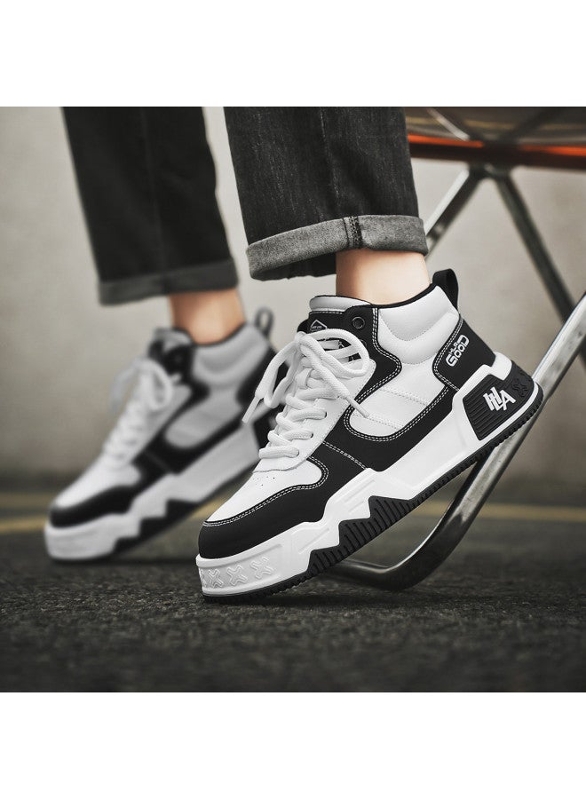 HLA Men's Sneakers, Classic Trendy Color-block Casual Shoes, Platform Sneakers With Mid-top Design For Men - Image 5