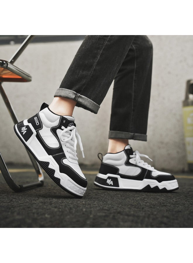 HLA Men's Sneakers, Classic Trendy Color-block Casual Shoes, Platform Sneakers With Mid-top Design For Men - Image 4