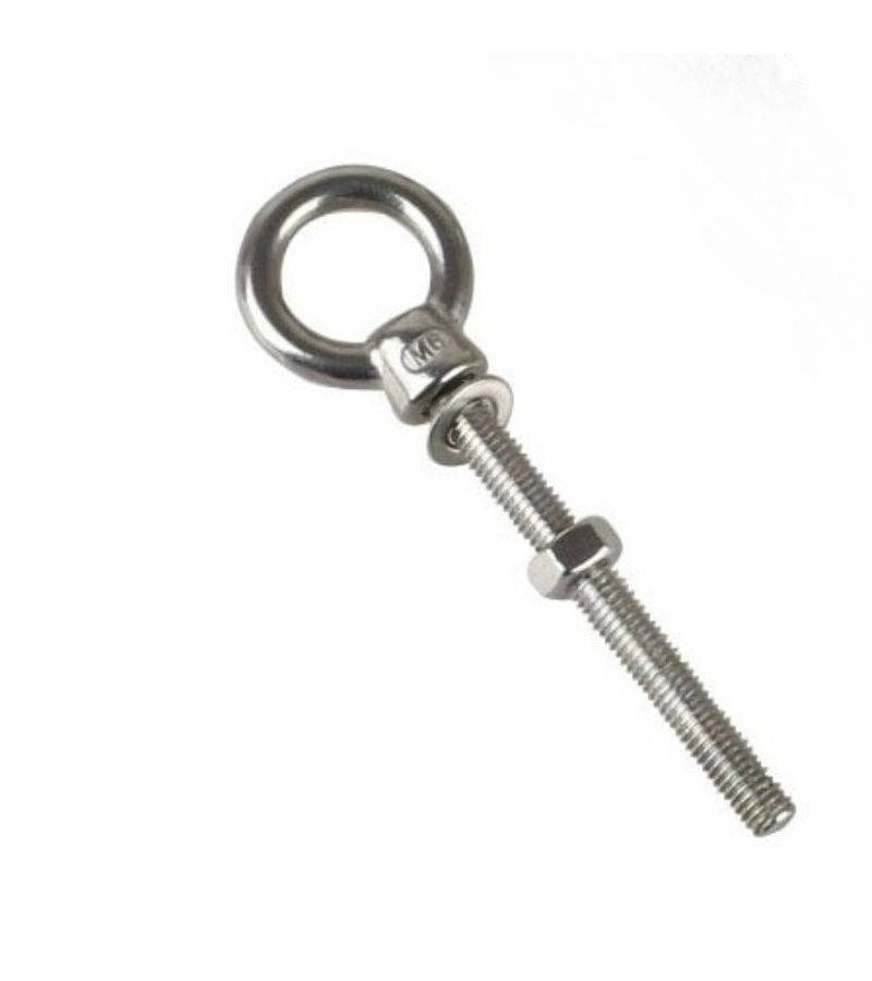 1pc Heavy Duty Stainless Steel Eye Bolt M8x80 With Washer And Nuts Shoulder Eyebolt Screw For Secure Fastening Durable Corrosion Resistant Hardware Industrial Marine Outdoor Use Polished Metallic Finish Sturdy Construction High Strength Material - Image 1