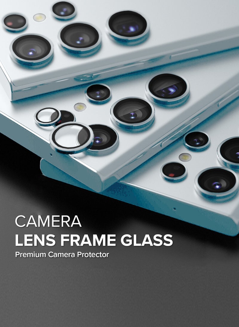 Wtech Samsung Galaxy S25 Ultra 2025 Premium Alloy Ring Camera Lens Tempered Glass Protector Shield - Silver Metallic - Image 4