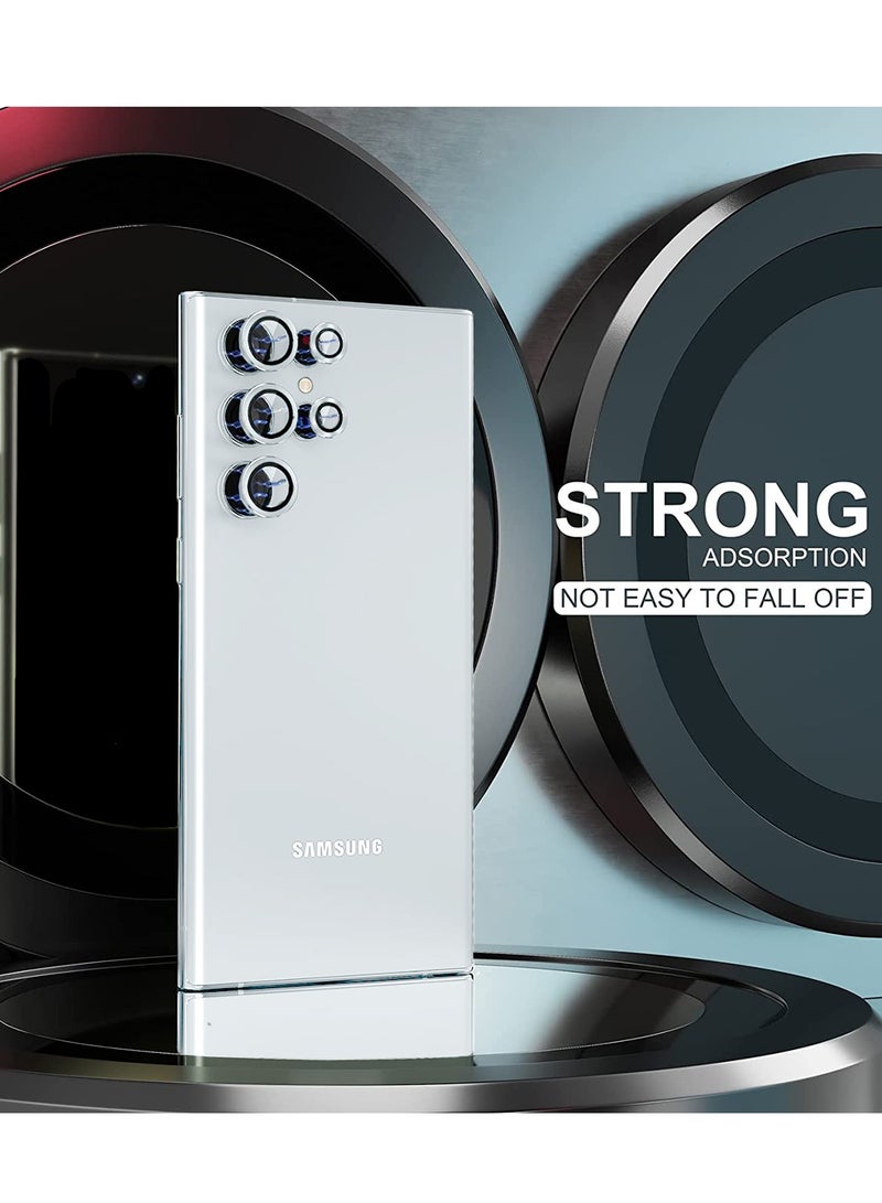 Wtech Samsung Galaxy S25 Ultra 2025 Premium Alloy Ring Camera Lens Tempered Glass Protector Shield - Silver Metallic - Image 3