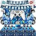 XXSCING 45Pcs Gamer Birthday Party Decorations Gaming Party Supplies with Backdrop Banner Tablecloth Balloons Swirls Cake Toppers for Video Game Theme Blue - Image 3