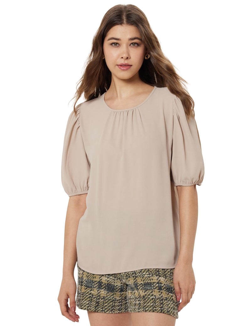 Marks & Spencer Round Neck Puff Sleeve Blouse - Image 1