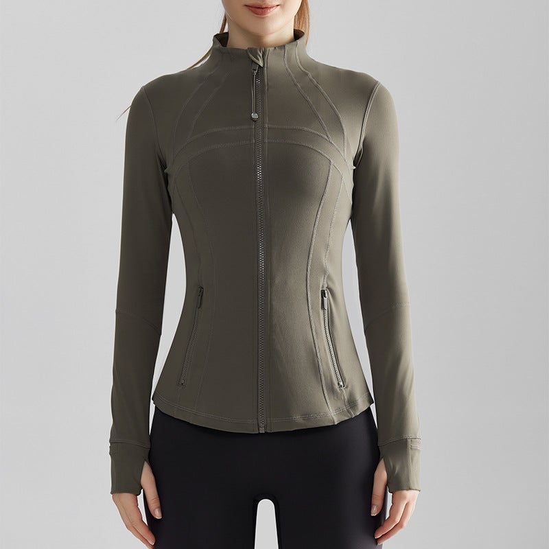اسم المحتوى ناريلا Chuanton Womens Slim Fit Zip-up Sports Yoga Jacket Wt-046 youmu gray