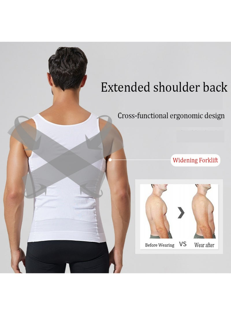 YOUGE Slimming Belt Body Shaper Vest For Men Shirt Abs Abdomen Slim - Image 4