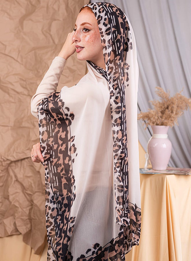 Tie Shop Tie Shop - Digital Crinkled Scarf - Light Beige - Brown For Women