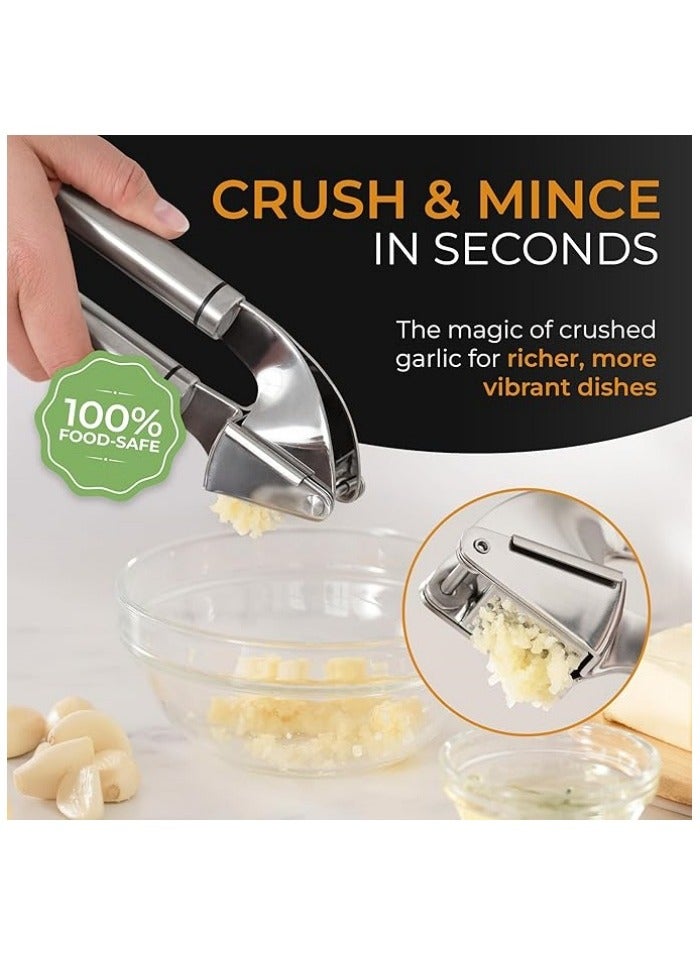 Garlic Press Stainless Steel - Premium Professional Grade Garlic Mincer, Crusher  Peeler Set - Easy Clean, Dishwasher Safe  Rust-proof  - Image 3