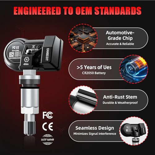 Cangecit 315/433MHz Pre-Programmed TPMS Sensor Set of 4 Fits Chevy Silverado, GMC Sierra, Tahoe, Suburban, Yukon, Escalade, Traverse, Equinox, Acadia, Colorado | OE# 13528563 13598773 - Image 4