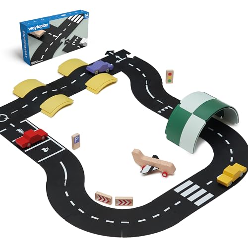 Waytoplay Expressway, 16 Piece Circuit for Toy Cars - Flexible, Indestructible, and Waterproof - Modular Car Tracks - Made in The Netherlands - Image 1