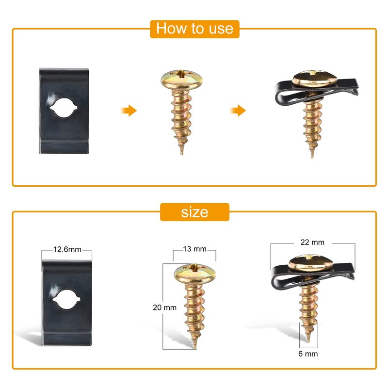 GOOACC 170Pcs Car U-Clip and Screw Assortment Kit 9 Different Sizes Automotive U Nut and Screw Clip Replacement Parts for Dash Door Panel Interior - Image 5