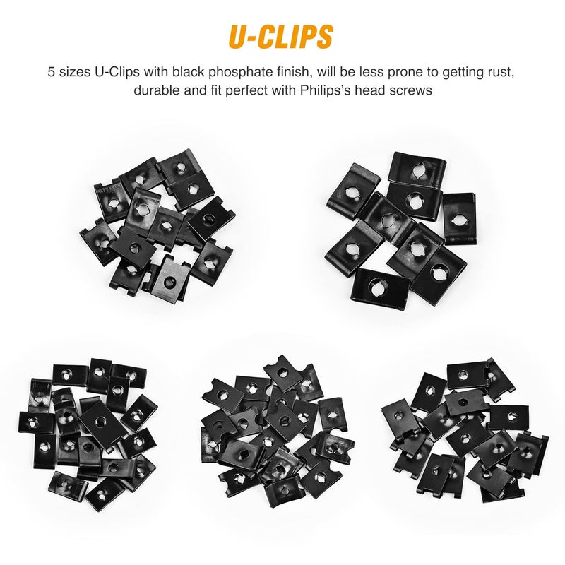 GOOACC 170Pcs Car U-Clip and Screw Assortment Kit 9 Different Sizes Automotive U Nut and Screw Clip Replacement Parts for Dash Door Panel Interior - Image 4