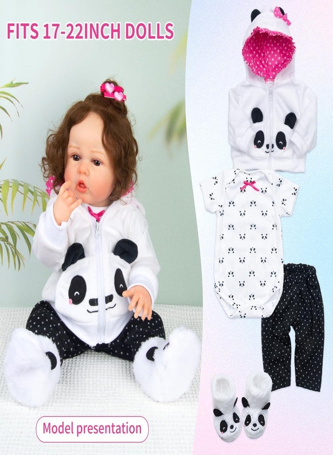 Pedolltree Reborn Baby Dolls Clothes Girl Outfits Accesories Panda 11 Pcs Set for 17-19 Inch Reborn Doll Newborn Girl&Boy with Backpack&Diaper - Image 4