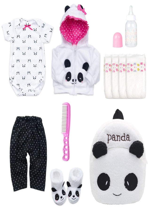 Pedolltree Reborn Baby Dolls Clothes Girl Outfits Accesories Panda 11 Pcs Set for 17-19 Inch Reborn Doll Newborn Girl&Boy with Backpack&Diaper - Image 1