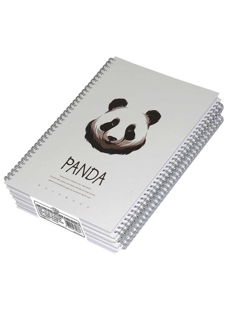 FIS 5 Pieces Spiral Hard Cover Notebook 96 Sheets A4 Panda Design - Image 1