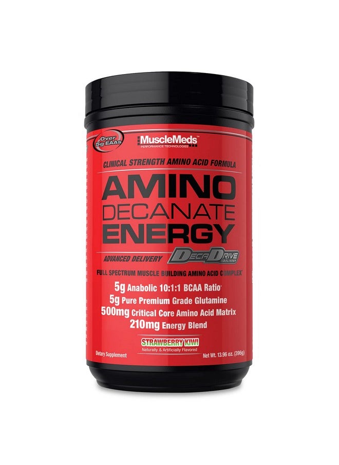 MUSCLEMEDS - Amino Decanate Energy Pre Intra Workout Drink Essential Amino Acids Bcaas High Leucine Glutamine Muscle Recovery Strawberry Kiwi 30 Servings - Image 1