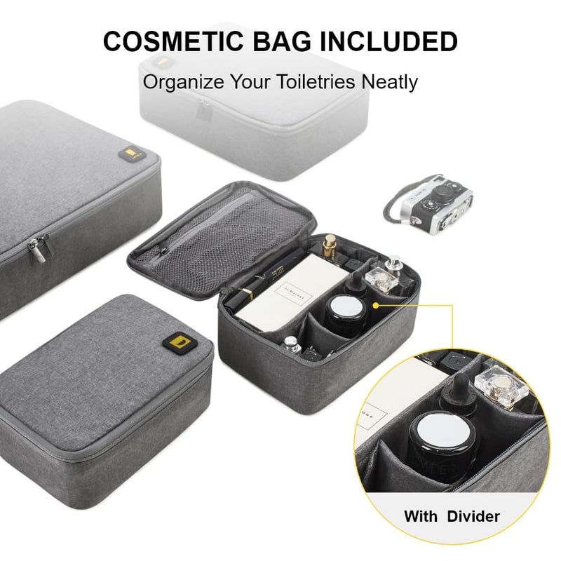 Level8 LEVEL8 4 Set Packing Cubes for Carry On Suitcase, Luggage Packing Organizers bag for Travel Accerssories Travel Essentials - Grey  - Image 3