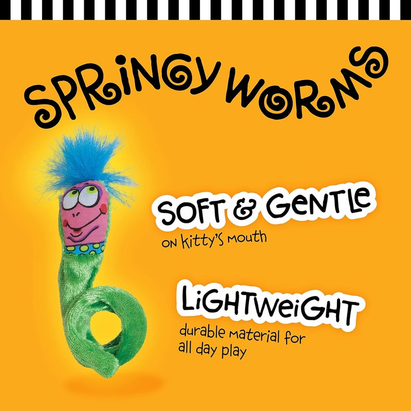 Doskocil Pet Mate Fat Cat Classic Springy Worms Toy - Colorful Cat Playtime Companions - Image 4
