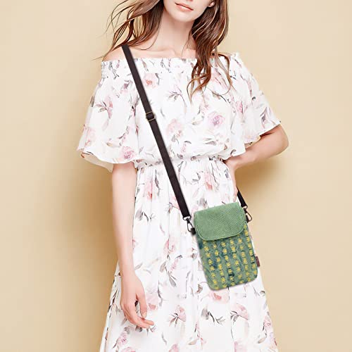 WITERY Small Crossbody Bags for Women - Handmade Cute Canvas Cross Body Phone Purse Cloth Pouch with Adjustable Shoulder Strap, Mini Teen Girl Travel Cell Phone Purse Wallet - Image 2