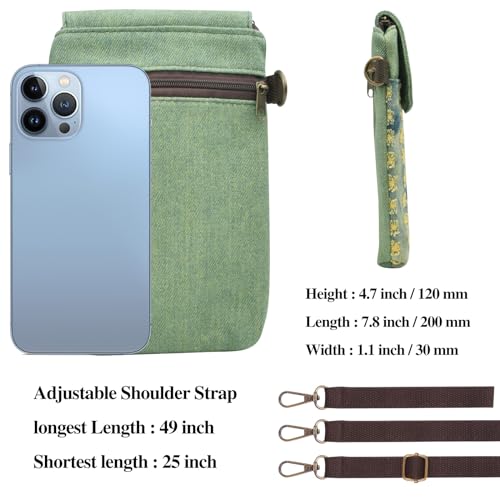 WITERY Small Crossbody Bags for Women - Handmade Cute Canvas Cross Body Phone Purse Cloth Pouch with Adjustable Shoulder Strap, Mini Teen Girl Travel Cell Phone Purse Wallet - Image 3