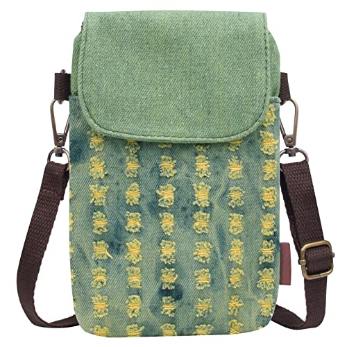 WITERY Small Crossbody Bags for Women - Handmade Cute Canvas Cross Body Phone Purse Cloth Pouch with Adjustable Shoulder Strap, Mini Teen Girl Travel Cell Phone Purse Wallet - Image 1