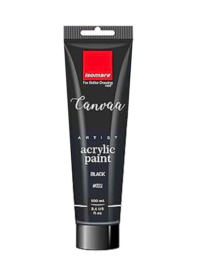 Isomers Canvaa Acrylic Paint 100ml Vibrant Pigmented & Fadeproof Colors - ARTIST SERIES - For Canvas Painting, Scrap Book, Paper Board, Wood & Terracotta Black - Image 2