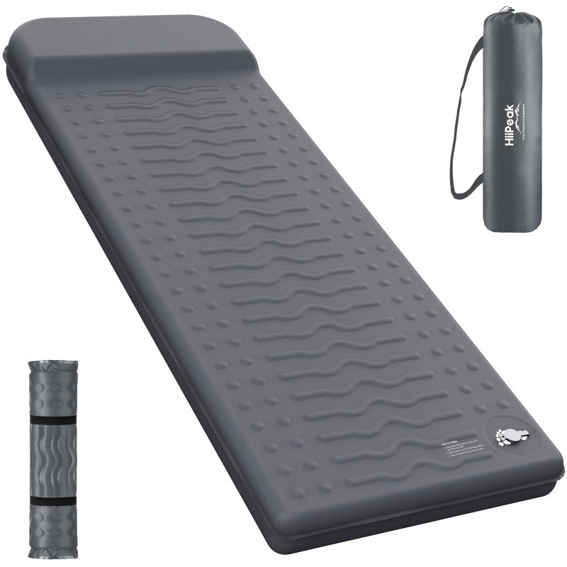 HiiPeak Memory Sleeping Pad, Compact 3" Thick Foam Sleeping Mats with Pillow, 9.5 R-Value Insulated Camping Mattress Pad, Easy Inflate & Deflate, Inflatable Sleep Mat for Backpacking Hiking Car Tent - Image 1