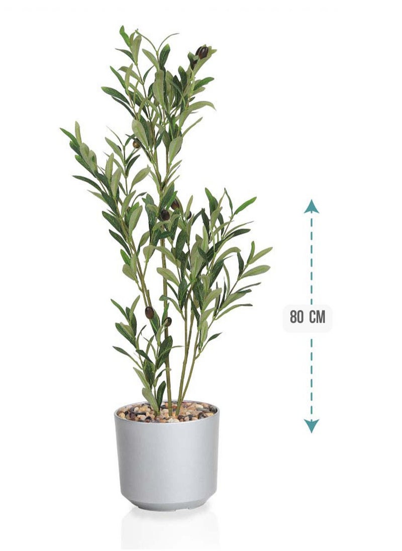 Alrassi 80 cm Artificial Olive Tree with Elegant Realistic Design – Perfect for Indoor Decoration 
