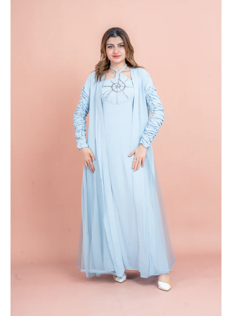 IKKXA Two Pieces Unique Modest Outfit IK1042 Blue