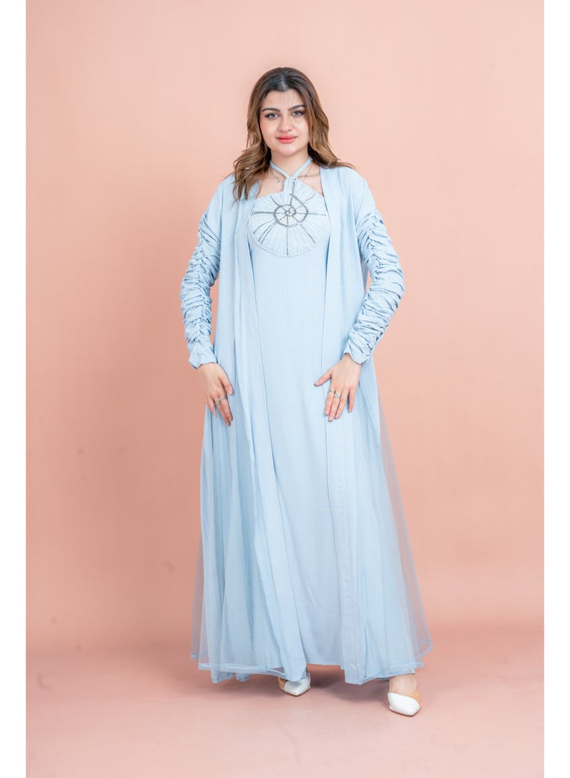 IKKXA Two Pieces Unique Modest Outfit IK1042 Blue - Image 1