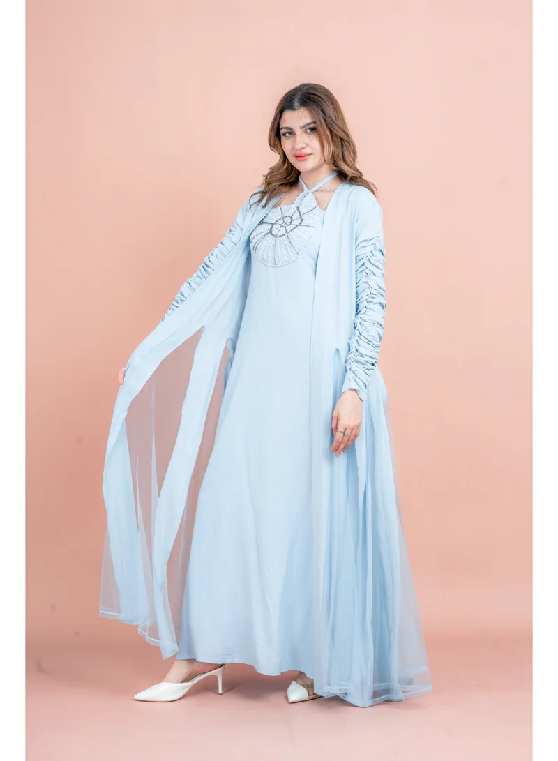 IKKXA Two Pieces Unique Modest Outfit IK1042 Blue