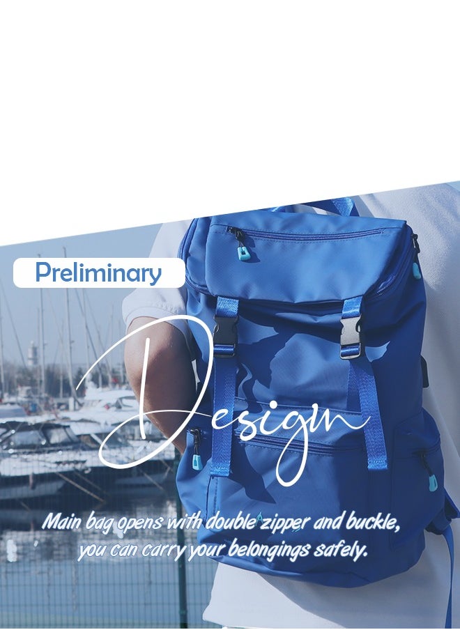 Anemoss - Anemoss Laptop Backpack, Waterproof Backpack for Women and Men, Work Bag with Laptop Compartment, 15 inch Laptop and Notebook, for Travel - Hiking, Navy Blue - Image 1