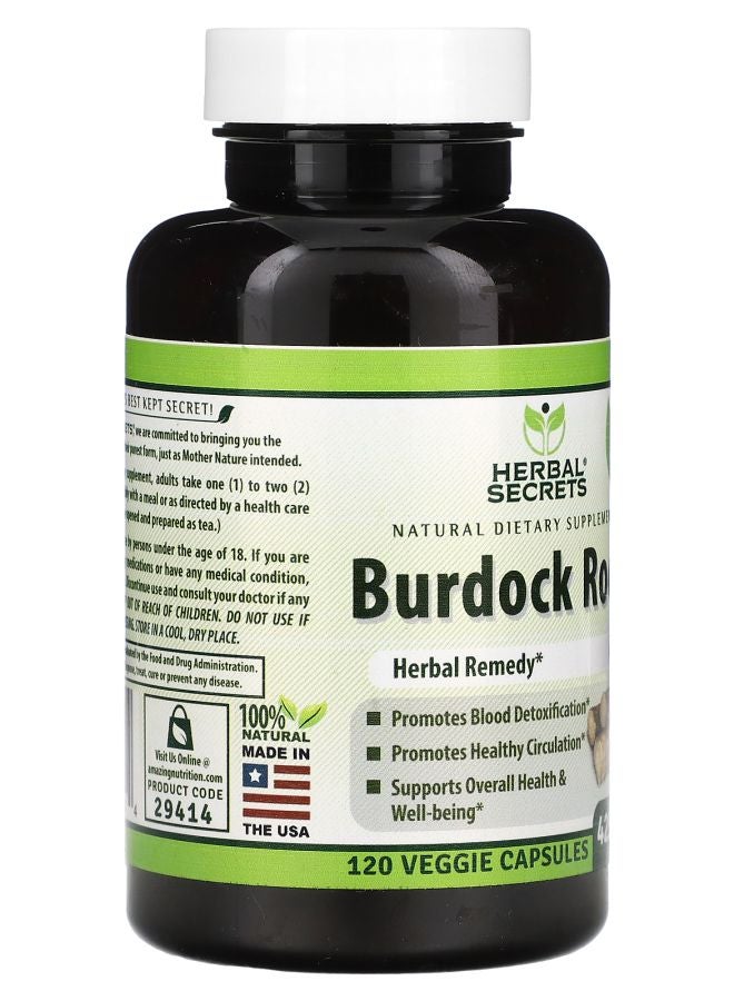 Herbal Secrets Burdock Root 425 mg 120 Veggie Capsules - Image 2