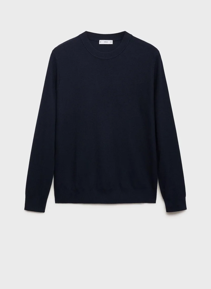 Mango Man Microstructured cotton knitted sweater