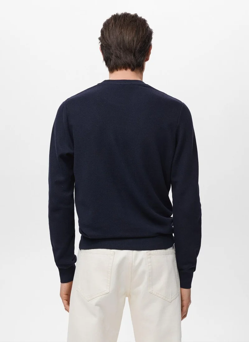 Mango Man Microstructured cotton knitted sweater